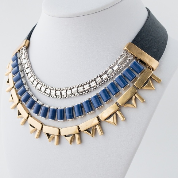 Stella & Dot Natalie Necklace Statement Layered Reversible Gold Silver Tone - Picture 7 of 13